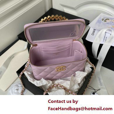 Chanel Shiny Crumpled Lambskin, Imitation Pearls  &  Gold-Tone Metal Clutch with Chain Bag AP3804 Lilac 2025